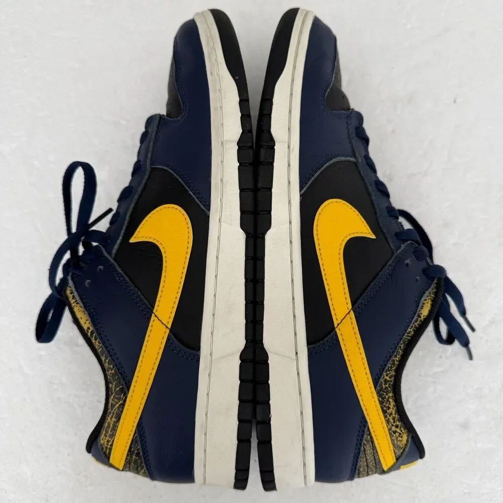 Size 12 -Nike Dunk Low Shoes Vintage Michigan Blue Black Yellow FZ4014-010 Men's